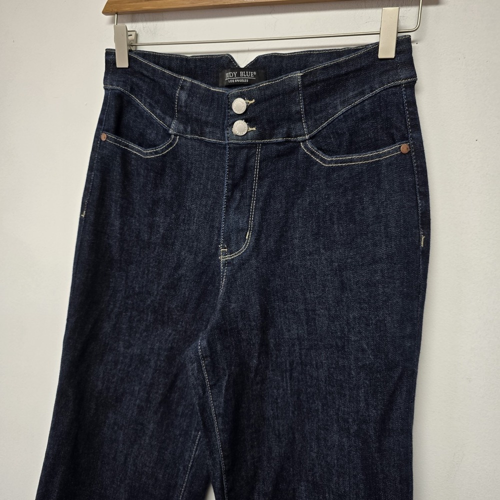 Judy Blue 9/29 Jeans Dark Denim High Waist Straight Flare Leg Western Bohemian - Picture 6 of 11